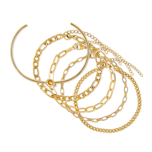 Elegance Bracelet Set & Knot Bangle - 18k Gold Plated