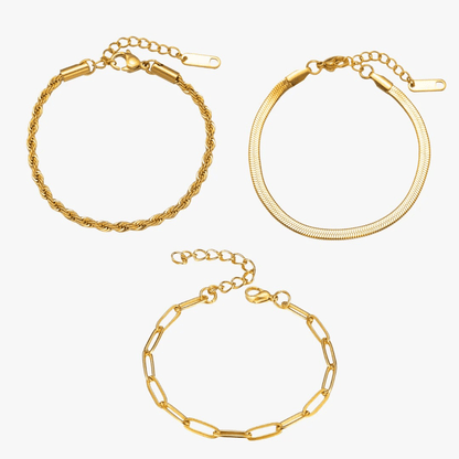 Essential Bracelet Set (3 pieces) - 18k Gold Plated