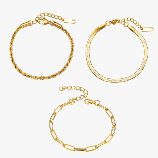 Essential Bracelet Set (3 pieces) - 18k Gold Plated