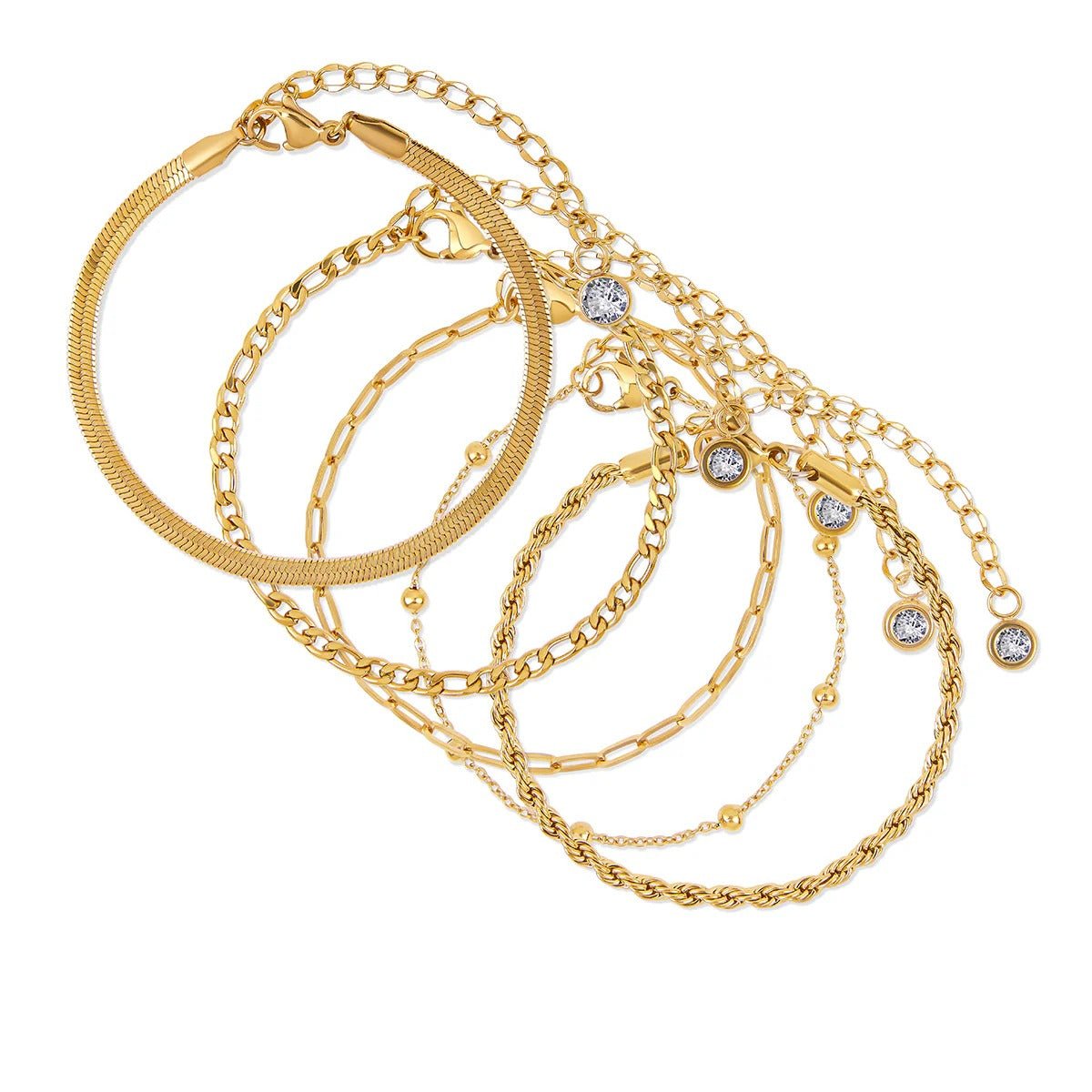Glamour Zirconia Bracelet Set - 18k Gold Plated
