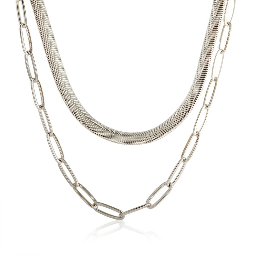 Antonela Layered Necklace Set 18k Gold Plated - Silver