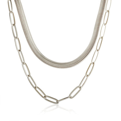 Antonela Layered Necklace Set 18k Gold Plated - Silver