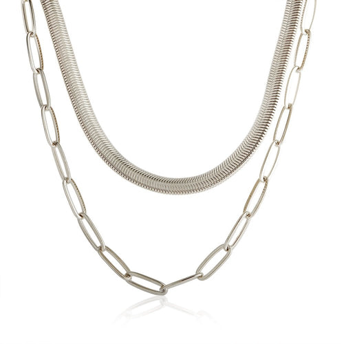 Antonela Layered Necklace Set 18k Gold Plated - Silver
