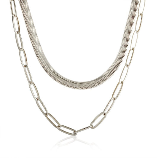 Antonela Layered Necklace Set 18k Gold Plated - Silver