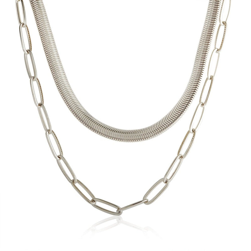 Antonela Layered Necklace Set 18k Gold Plated - Silver