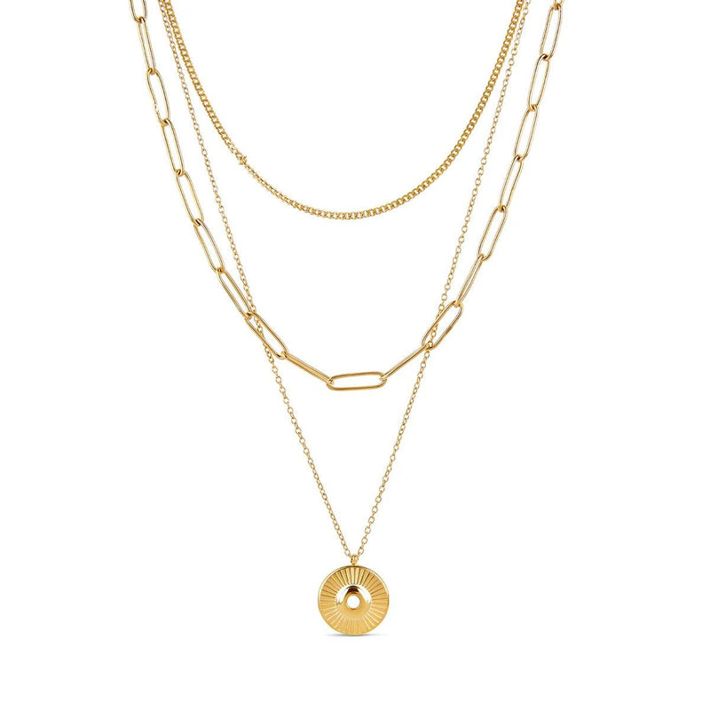 Cleopatra Layered Necklace Set - 18k Gold Plated