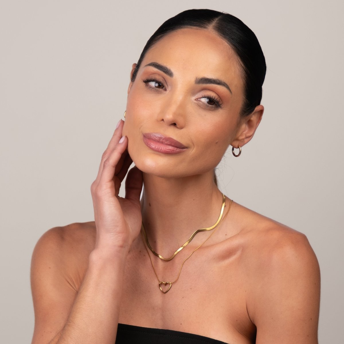 Minimalist Heart Layered Necklace Set - 18k Gold Plated