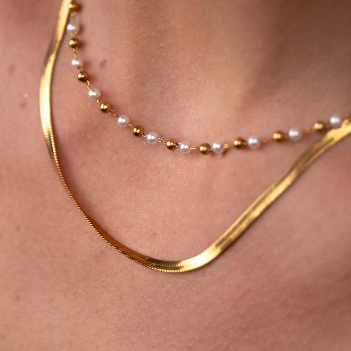 Pearl Layered Necklace Set - 18k Gold Plated