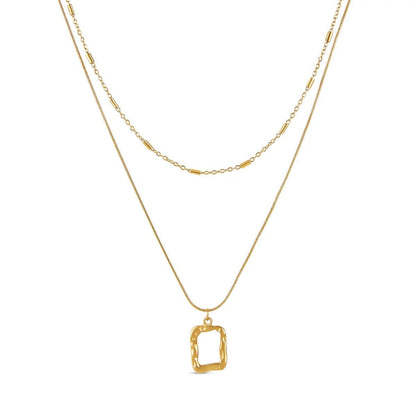 Abstract Pendant Layered Necklace Set - 18k Gold Plated