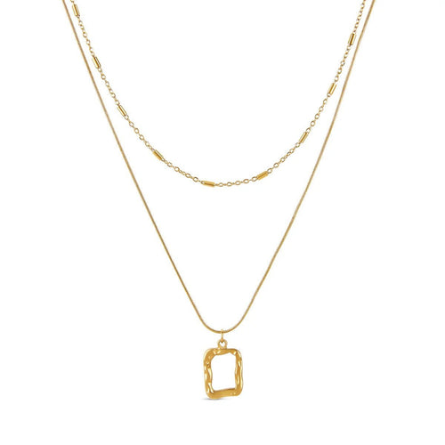 Abstract Pendant Layered Necklace Set - 18k Gold Plated