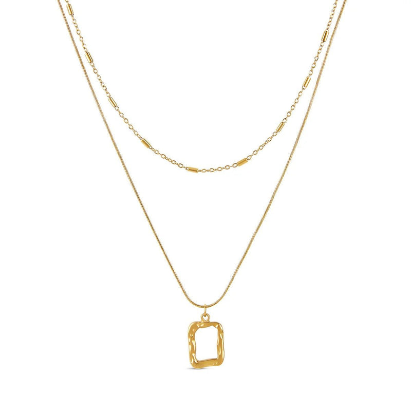 Abstract Pendant Layered Necklace Set - 18k Gold Plated