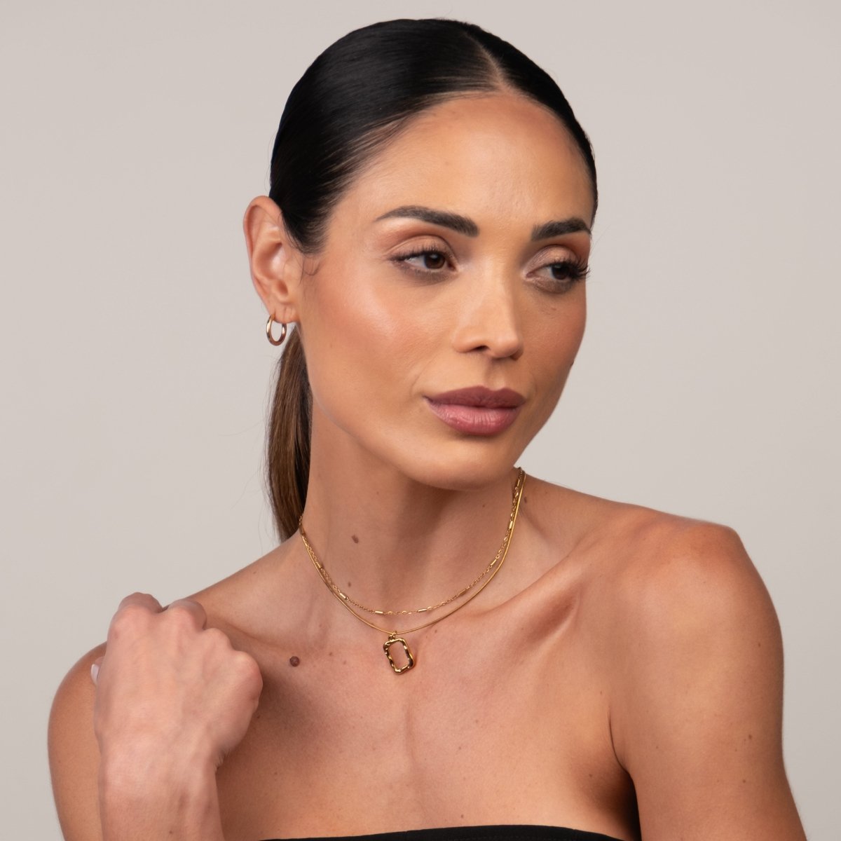 Abstract Pendant Layered Necklace Set - 18k Gold Plated