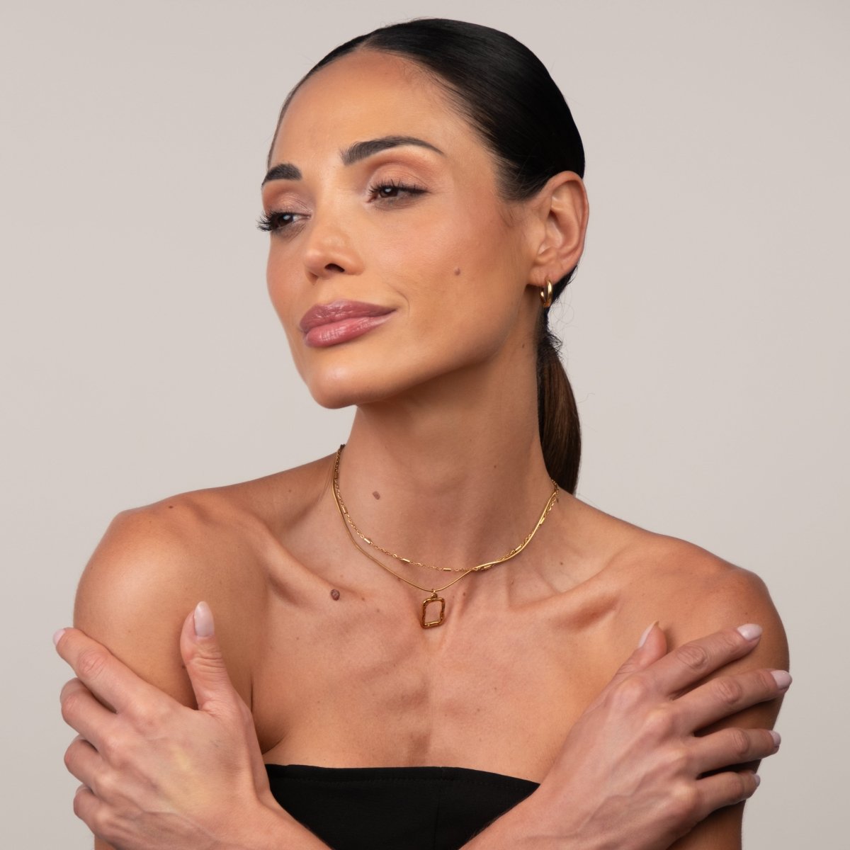Abstract Pendant Layered Necklace Set - 18k Gold Plated