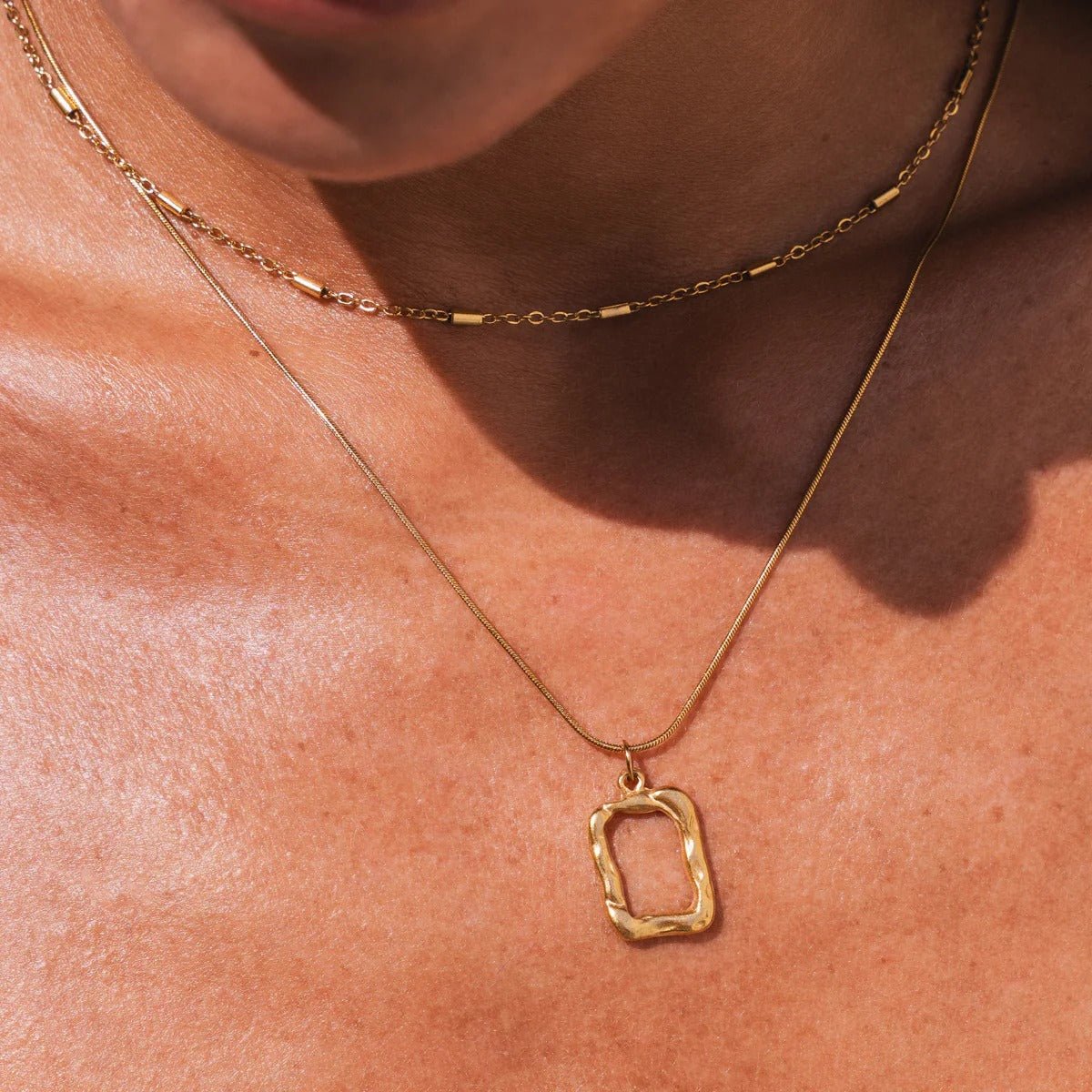 Abstract Pendant Layered Necklace Set - 18k Gold Plated