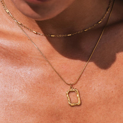 Abstract Pendant Layered Necklace Set - 18k Gold Plated