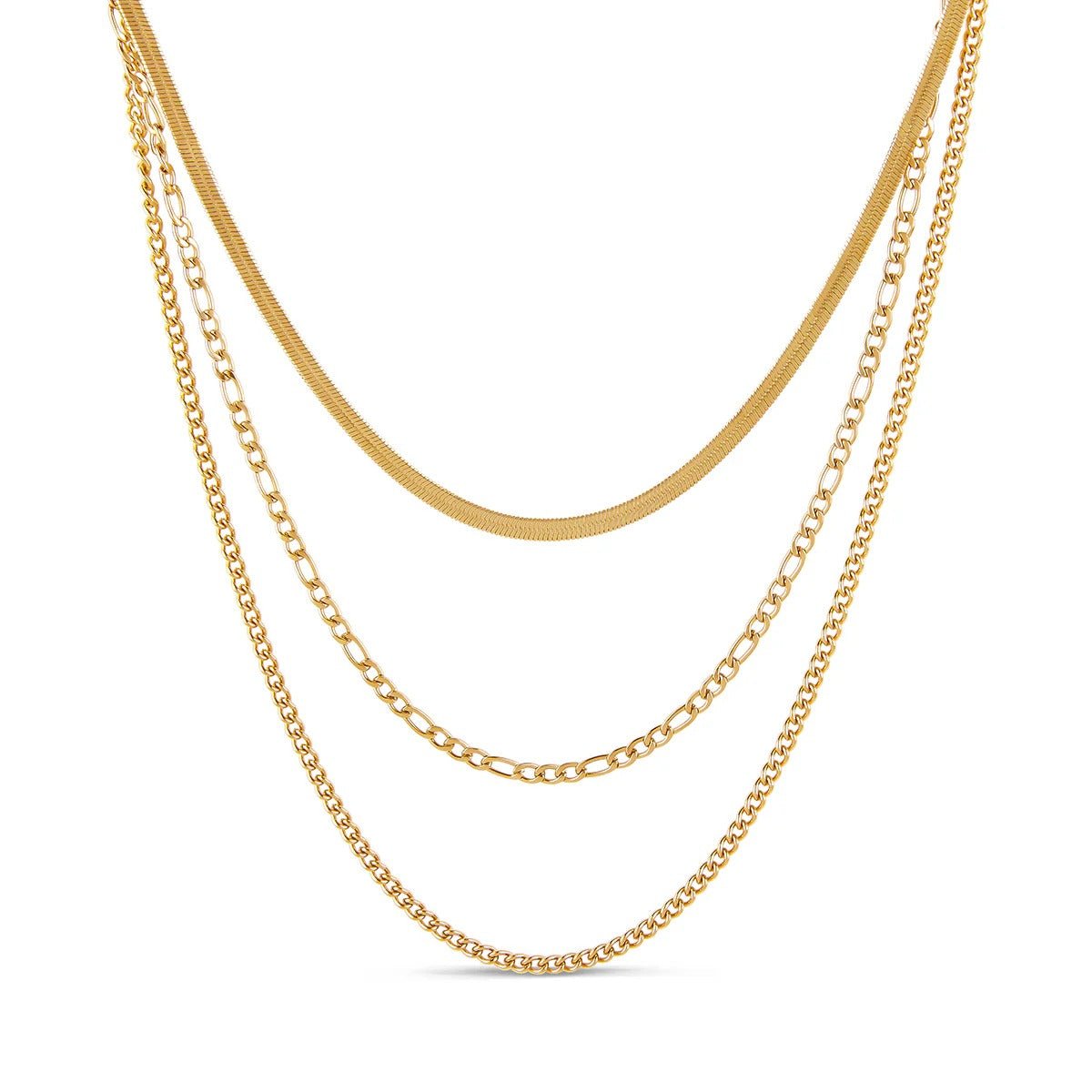 Chain Layered Necklace Set - 18k Gold Plated