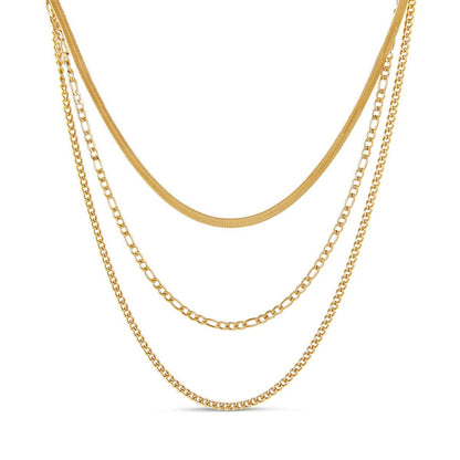 Chain Layered Necklace Set - 18k Gold Plated