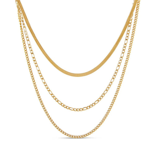 Chain Layered Necklace Set - 18k Gold Plated