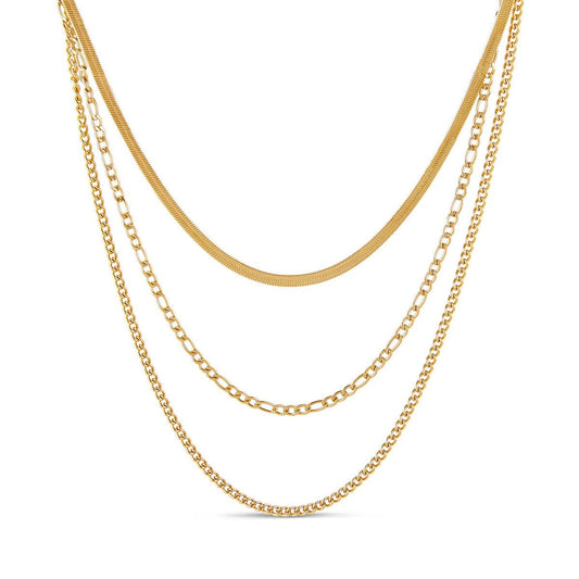 Chain Layered Necklace Set - 18k Gold Plated