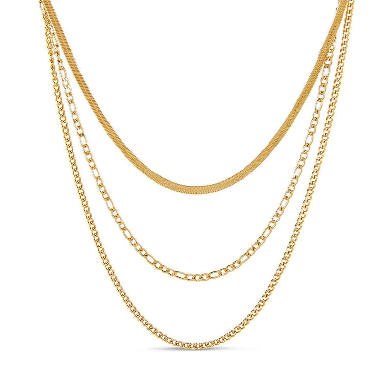 Chain Layered Necklace Set - 18k Gold Plated
