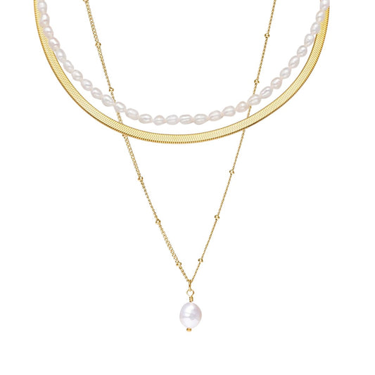 Noronha Triple Layered Necklace Set - 18k Gold Plated