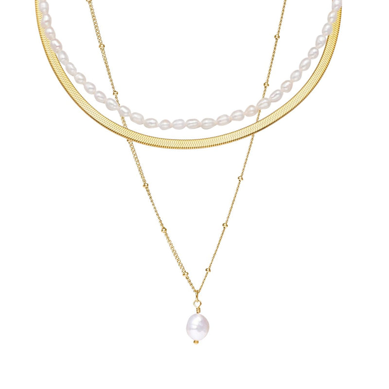 Noronha Triple Layered Necklace Set - 18k Gold Plated