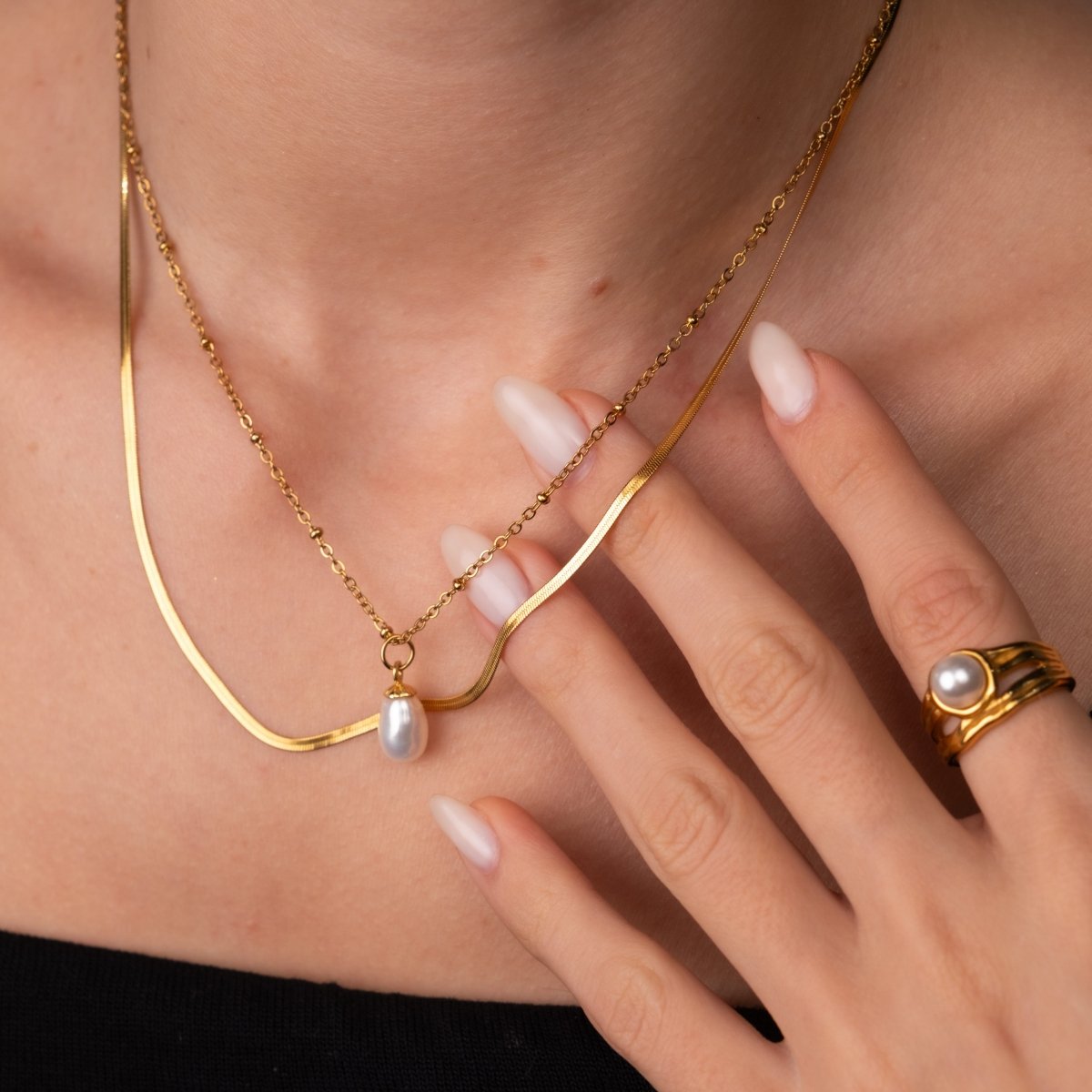 Shine Mix Double Layered Necklace 18k Gold Plated