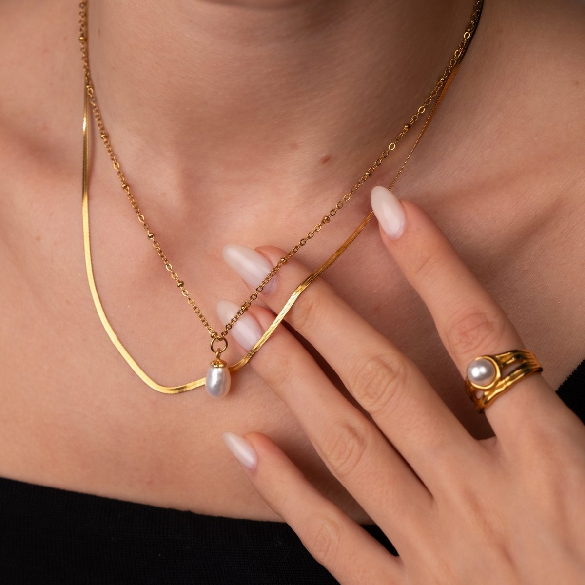 Shine Mix Double Layered Necklace 18k Gold Plated