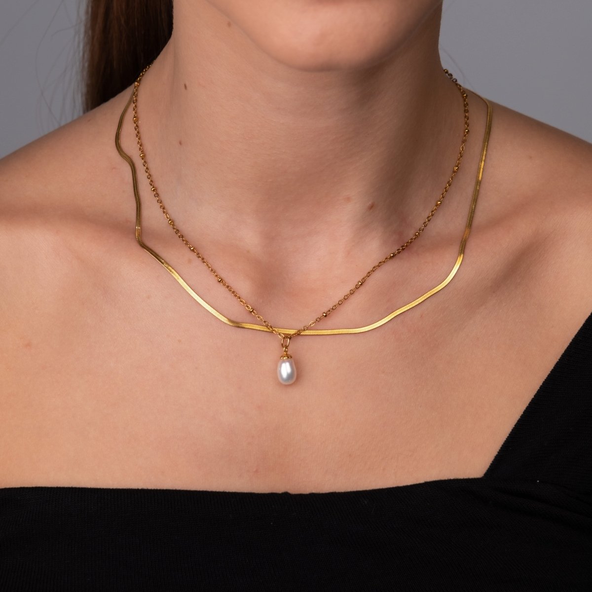 Shine Mix Double Layered Necklace 18k Gold Plated