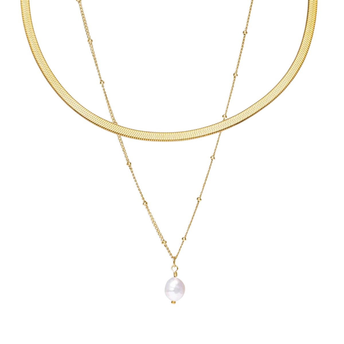 Shine Mix Double Layered Necklace 18k Gold Plated