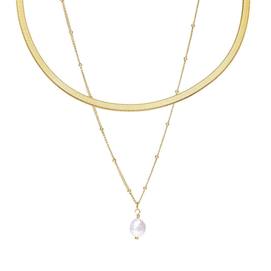 Shine Mix Double Layered Necklace 18k Gold Plated