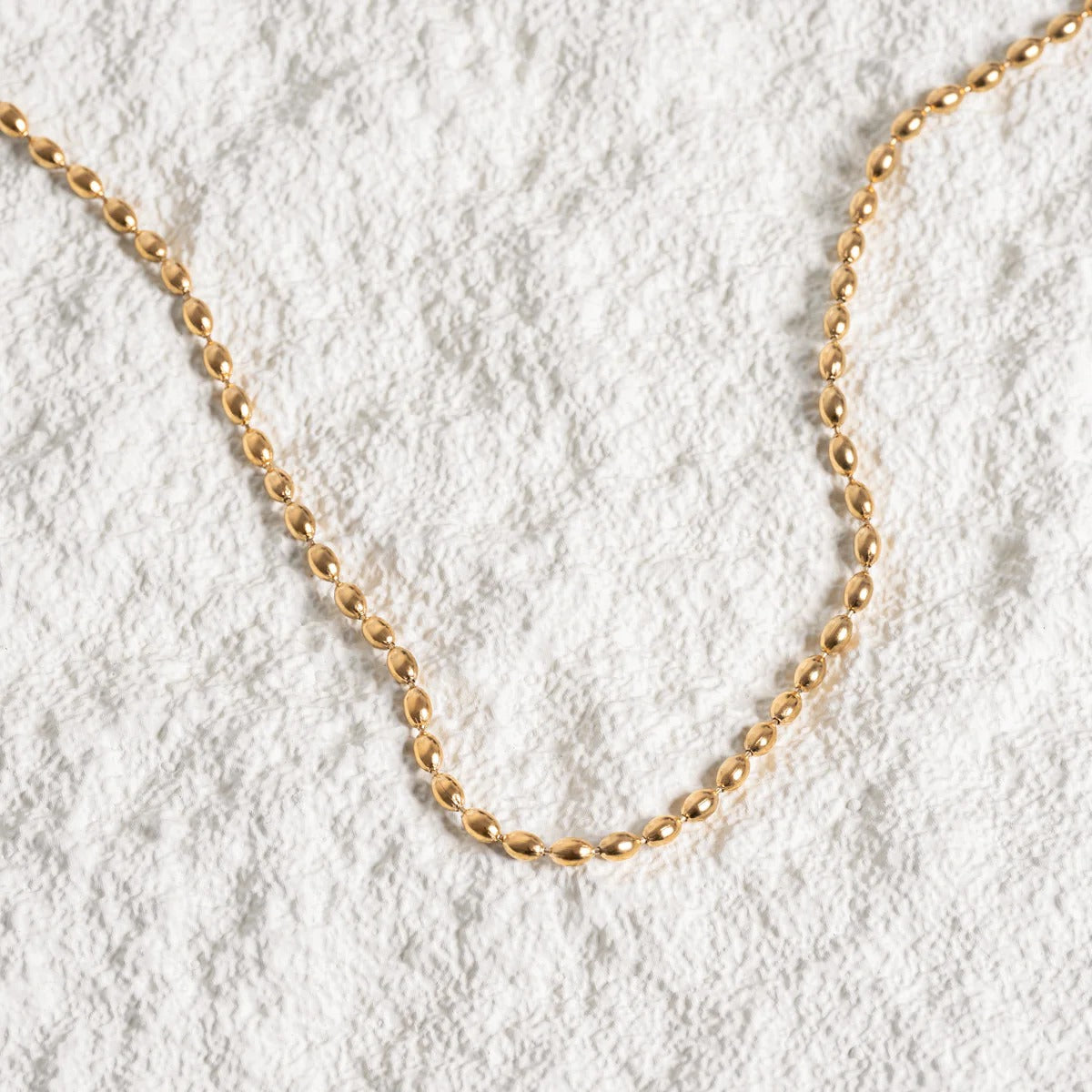 Beaded Chain Necklace - 18k Gold Plated