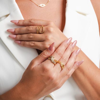 Ava Abstract Adjustable Ring - 18k Gold Plated