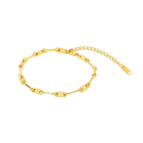 Tablet Link Chain Bracelet - 18k Gold Plated