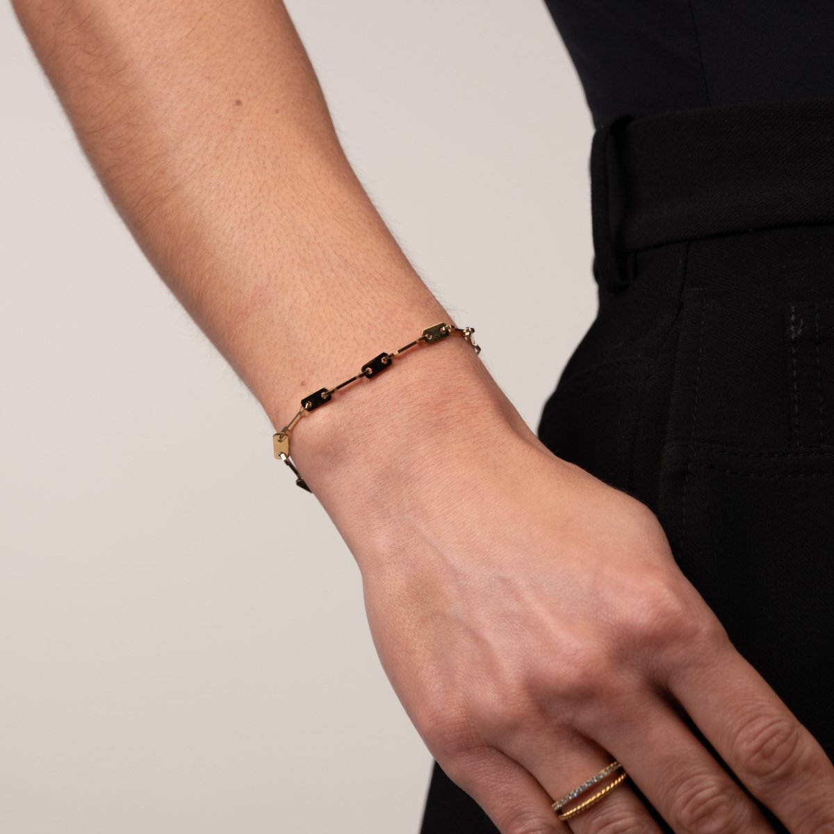 Tablet Link Chain Bracelet - 18k Gold Plated