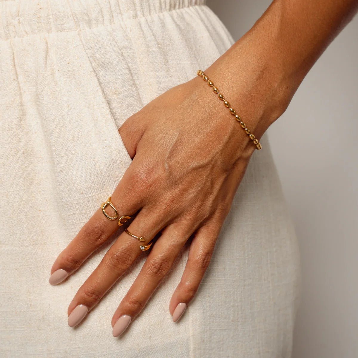 Beaded Chain Bracelet - 18k Gold Plated