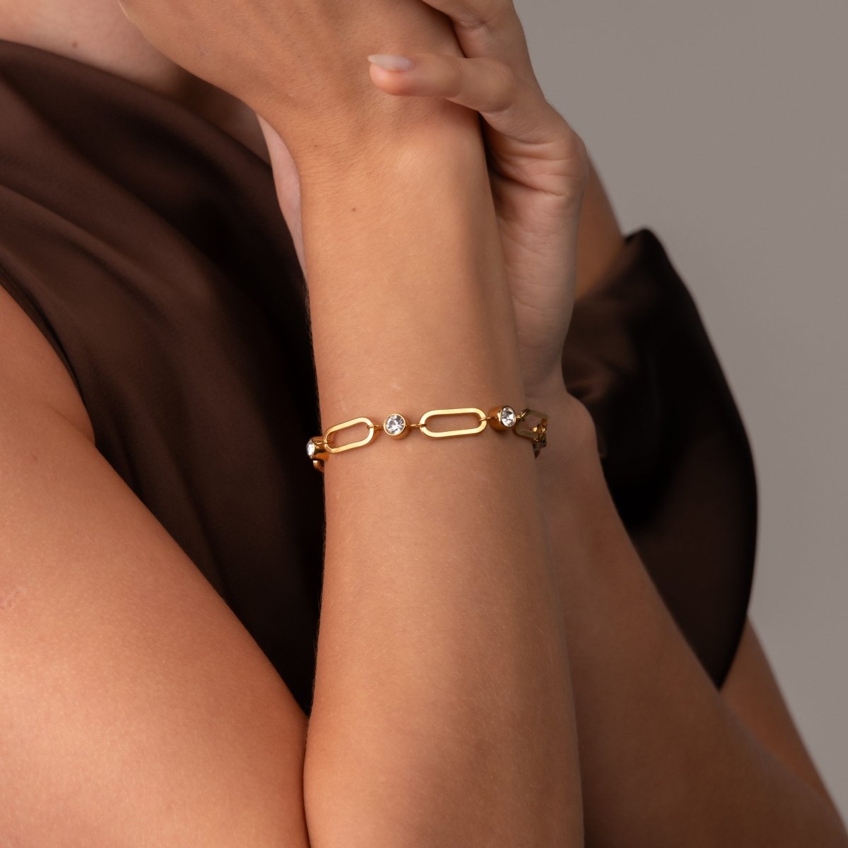 Crystal Link Bracelet - 18k Gold Plated
