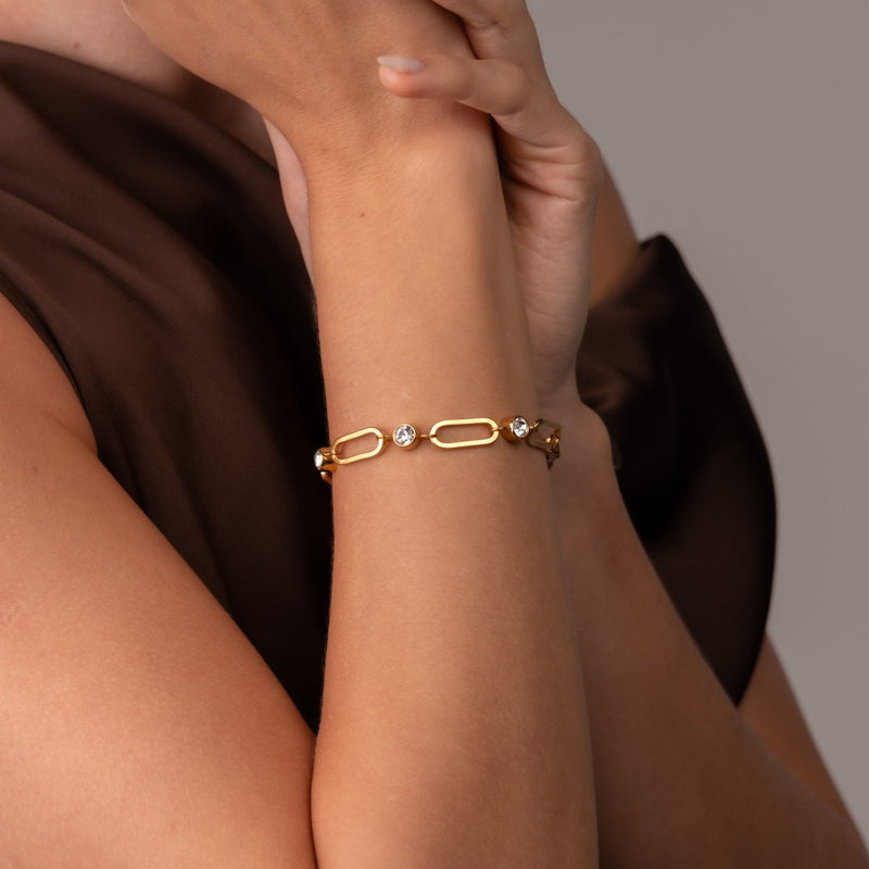 Crystal Link Bracelet - 18k Gold Plated