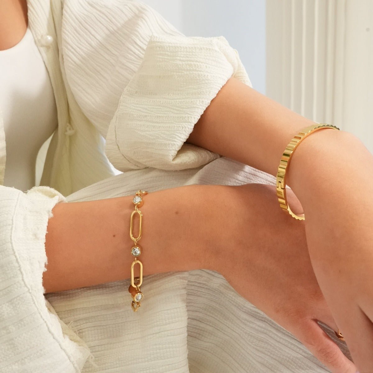 Crystal Link Bracelet - 18k Gold Plated
