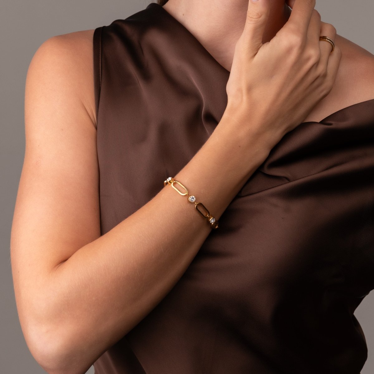 Crystal Link Bracelet - 18k Gold Plated