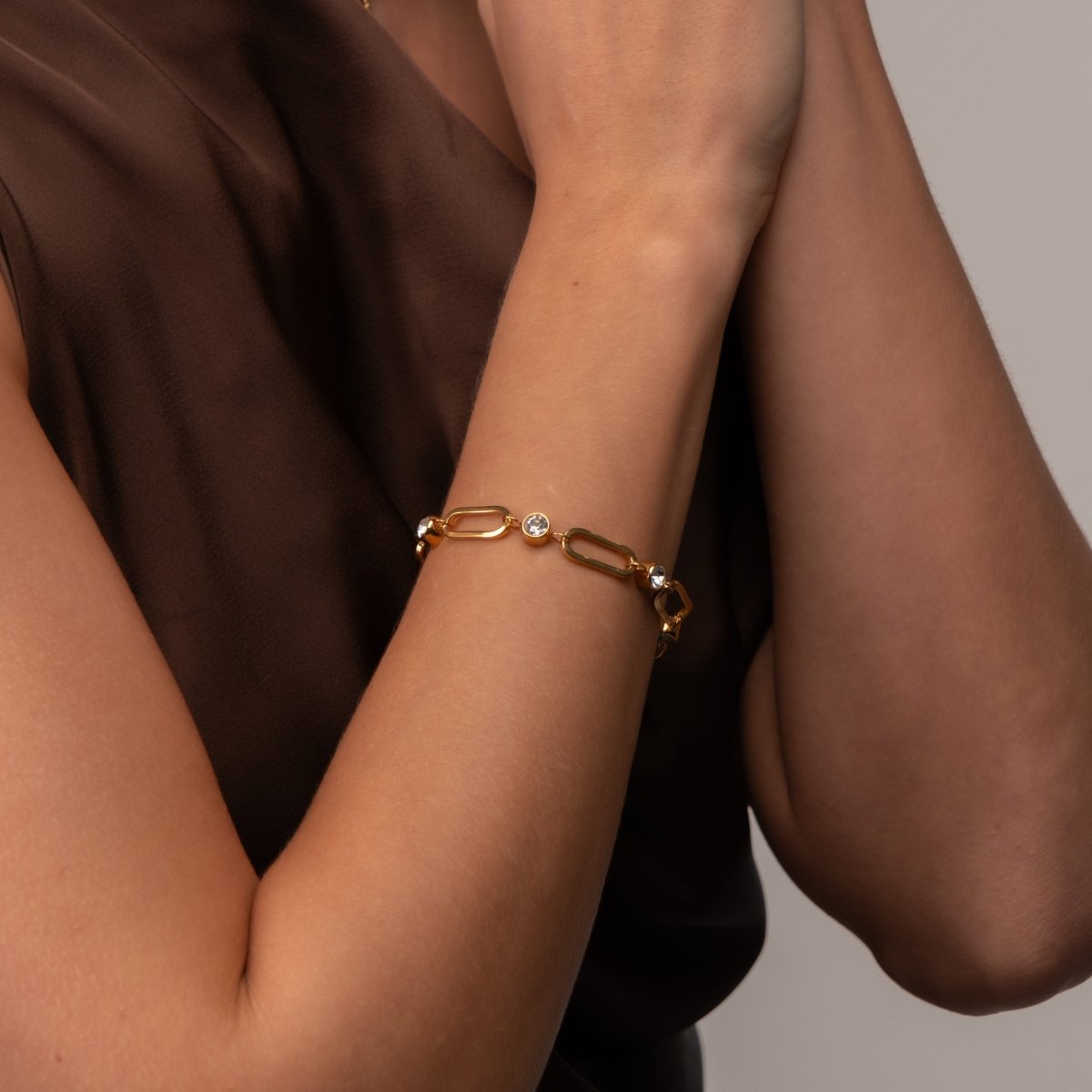 Crystal Link Bracelet - 18k Gold Plated