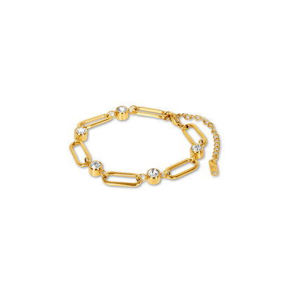 Crystal Link Bracelet - 18k Gold Plated
