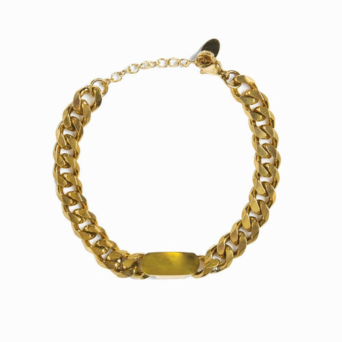 Rectangular Pendant Chain Bracelet 18k Gold Plated
