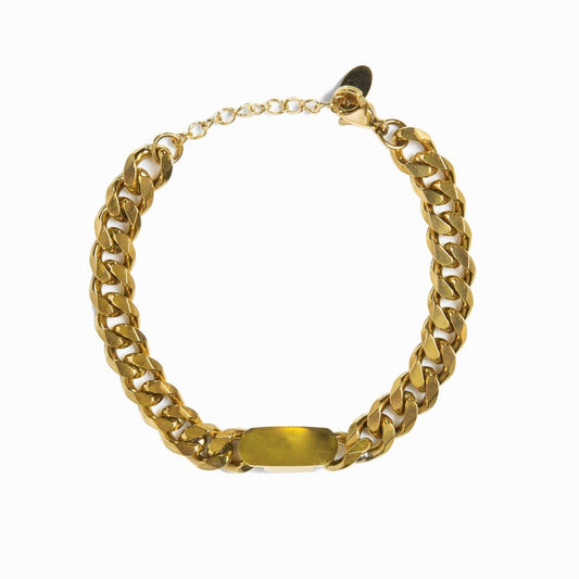 Rectangular Pendant Chain Bracelet 18k Gold Plated