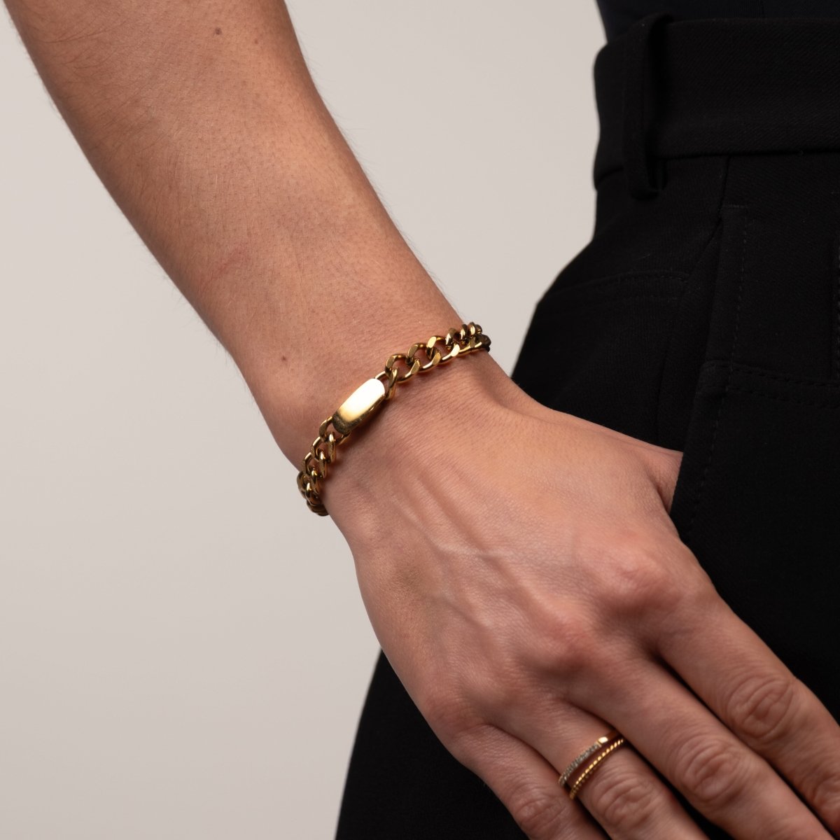 Rectangular Pendant Chain Bracelet 18k Gold Plated