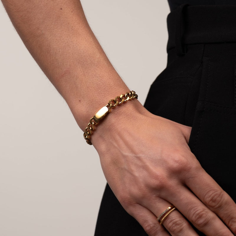 Rectangular Pendant Chain Bracelet 18k Gold Plated