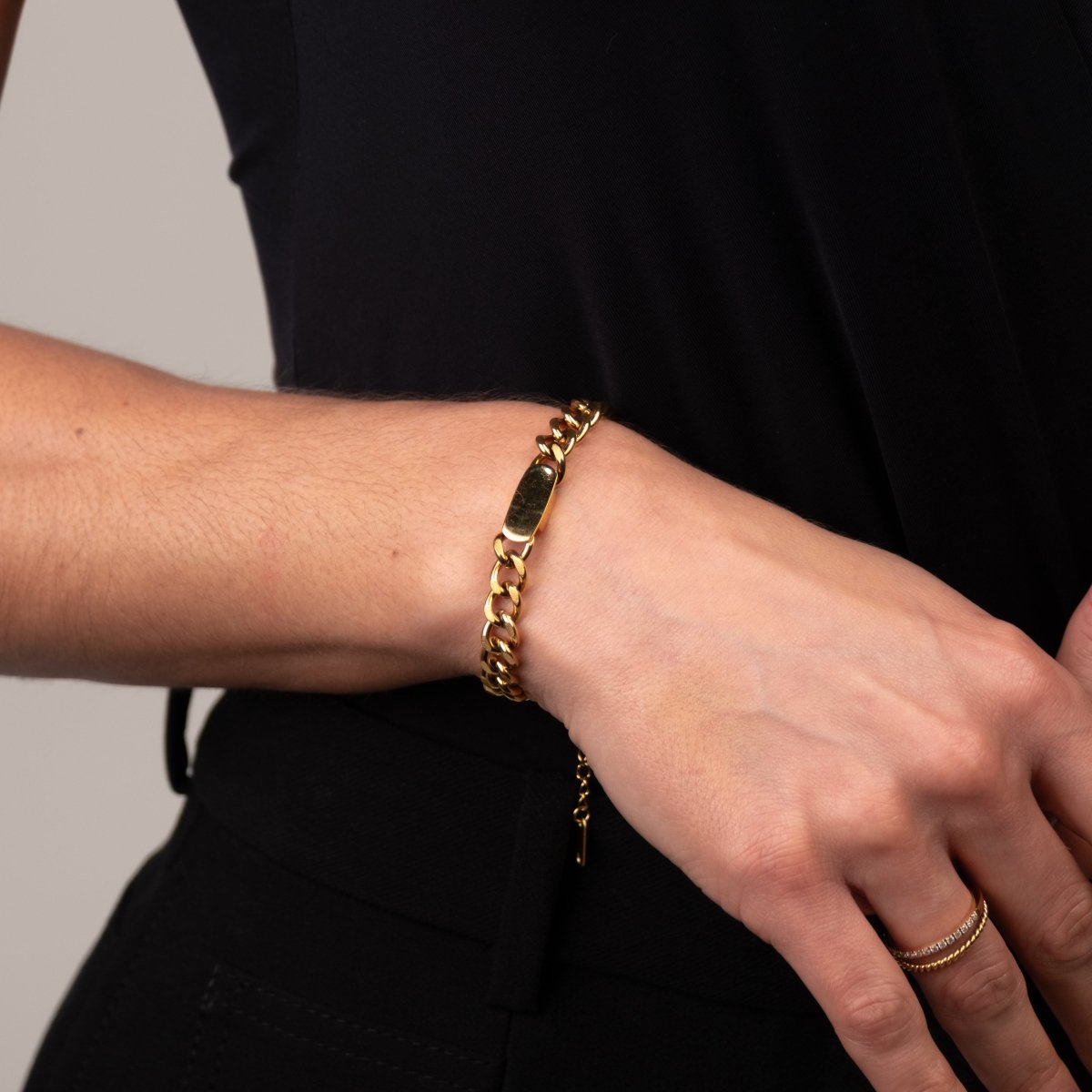 Rectangular Pendant Chain Bracelet 18k Gold Plated