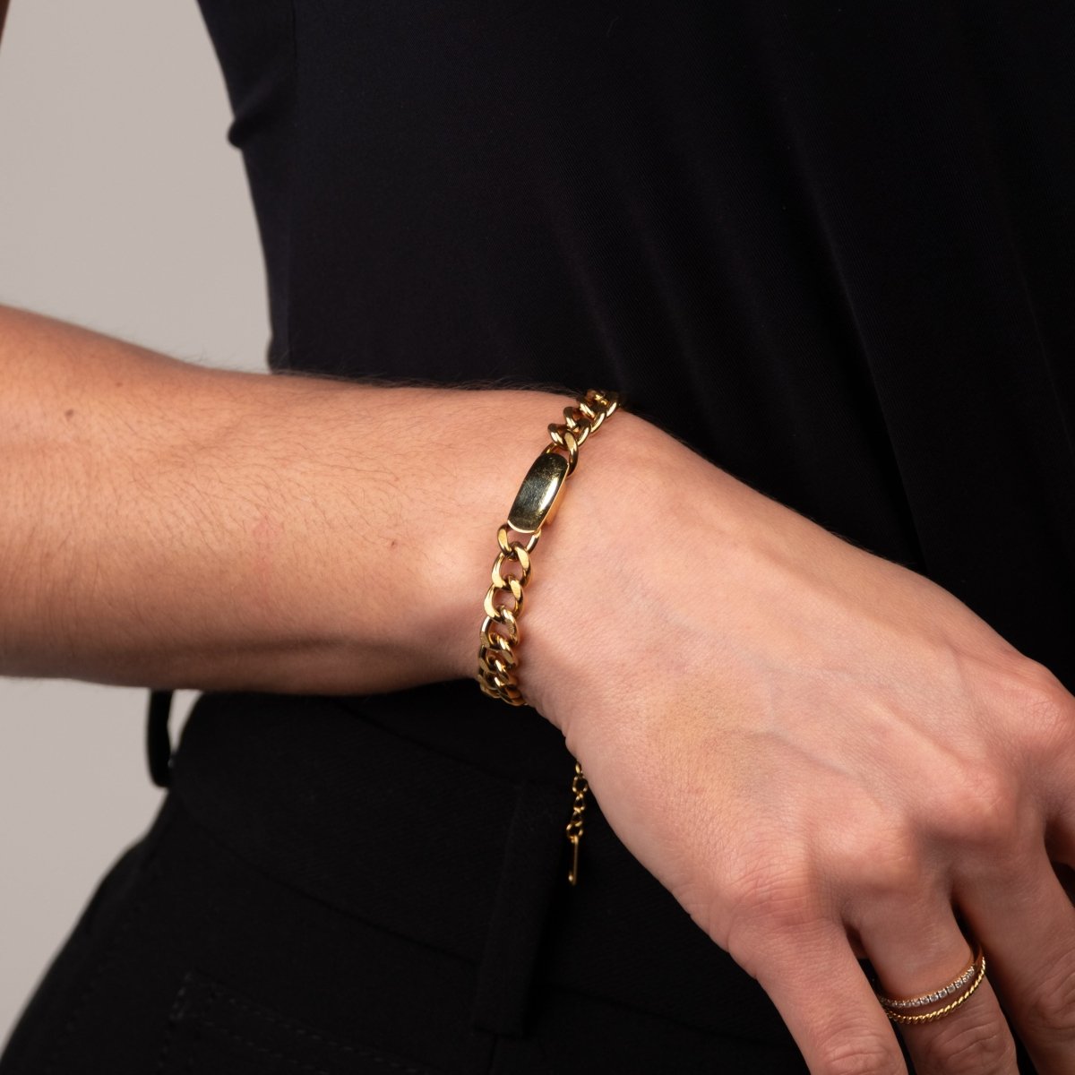 Rectangular Pendant Chain Bracelet 18k Gold Plated