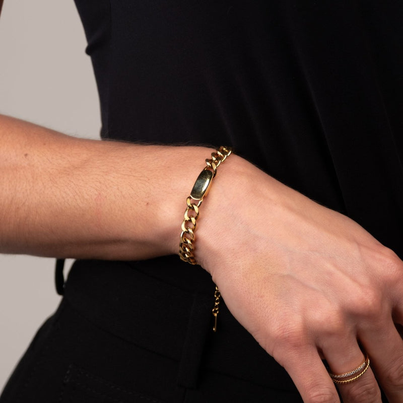 Rectangular Pendant Chain Bracelet 18k Gold Plated