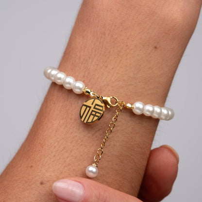 Pearl Charm Bracelet 18k Gold Plated